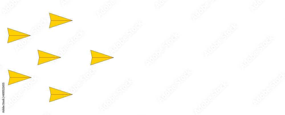 paper airplanes. red airplane changing path.Thinking different,Business leader,personality development idea concept. paper airplanes. red airplane changing path.Thinking different,Business leader,personality development idea concept.