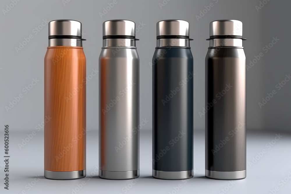 Mockup colorful aluminum bottles Mockup colorful aluminum bottles