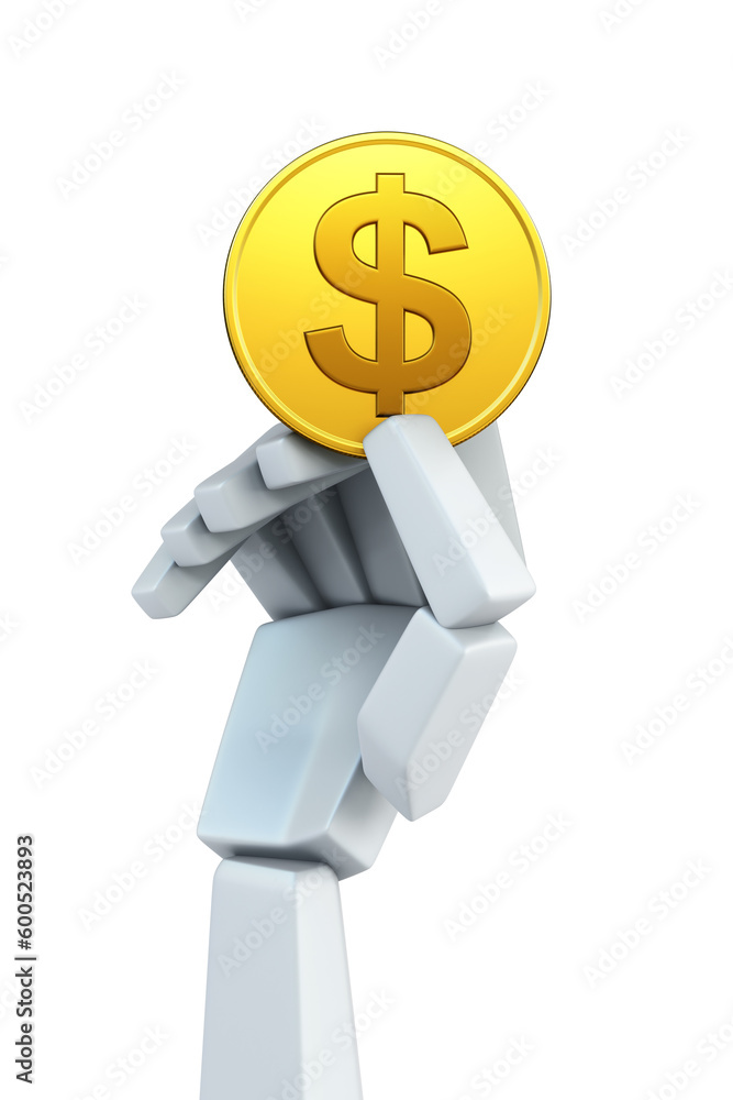 hand hold dollar coin, isolated 3d rendering hand hold dollar coin, isolated 3d rendering