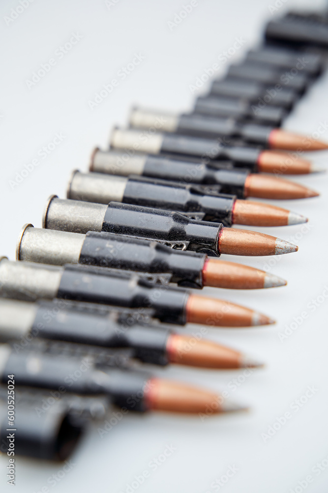 Ammunition belt on white background. Ammunition belt on white background.