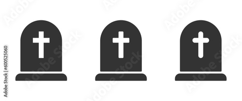 Leinwand Poster Tombstone vector icons. Rip grave icons set