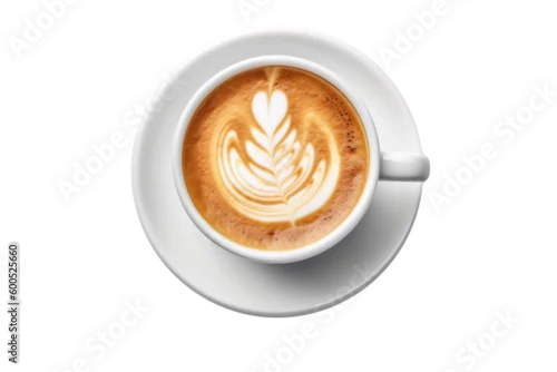 Obraz Cup of coffee on transparent background top view. 3D render