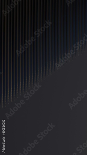 Black metal texture steel pattern. Grey line curve design on abstract black background. Dark horizontal template or banner, business backdrop. Abstract background with soft waves. 3D illustration