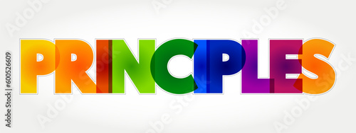Principles colorful text, business concept background