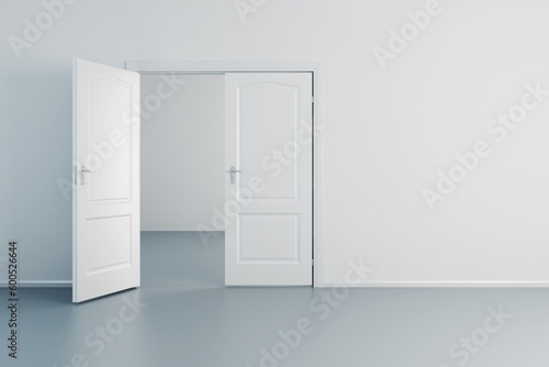 Fototapeta Naklejka Na Ścianę i Meble -  empty white room with opened door
