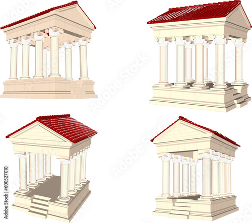 Classical roman greek holy temple cartoon illustration vector sketch