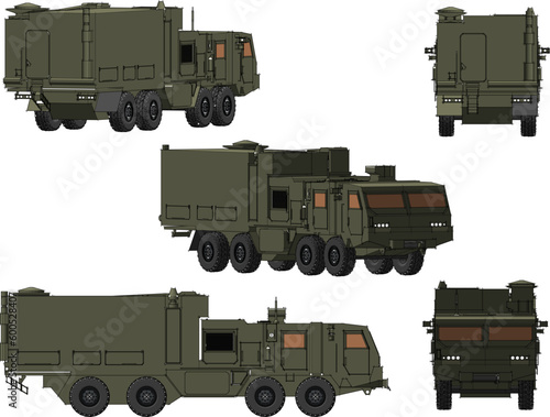 Vector illustration cartoon sketch of missile carrier russian combat vehicle