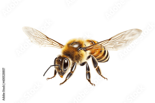 Fototapeta Honey bee isolated on transparent background. AI