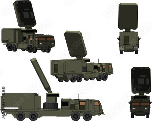 Vector illustration sketch of a Russian missile reader combat vehicle cartoon