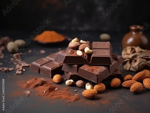 Cocoa powder, Dark chocolate with nuts 