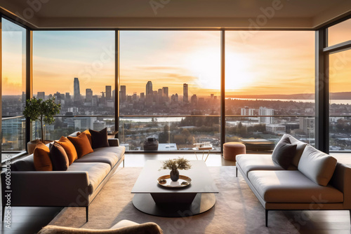 Urban Serenity: Sunset Panorama in Modern Living
