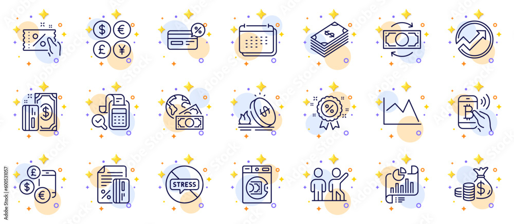 Outline set of Currency rate, Money currency and Coins bag line icons for web app. Include Payment, Discount, Dollar pictogram icons. Line chart, Credit card, Teamwork signs. Gas price. Vector Outline set of Currency rate, Money currency and Coins bag line icons for web app. Include Payment, Discount, Dollar pictogram icons. Line chart, Credit card, Teamwork signs. Gas price. Vector