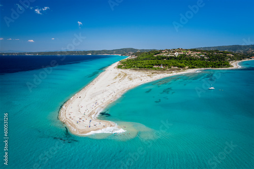 Drone (aerial) view of beautiful beach on Possidi Cape on Kassandra peninsula, Halkidiki (Chalkidiki), Greece © Daniel Turbasa