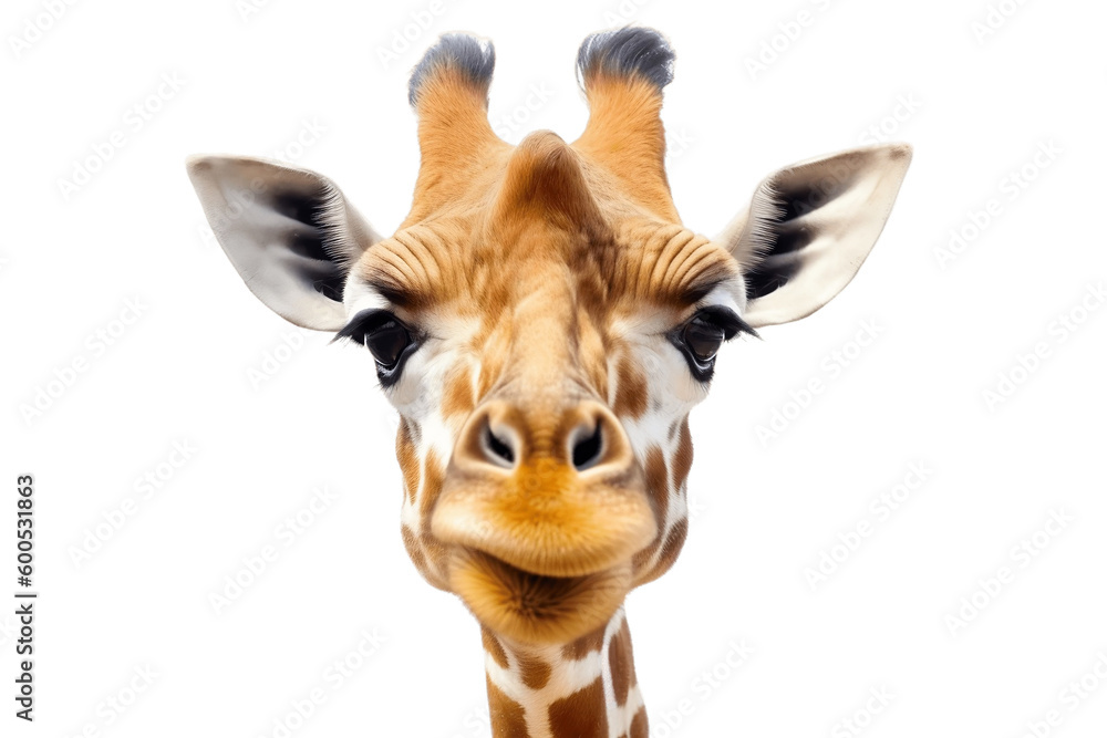 Giraffe Face on Transparent Background. AI