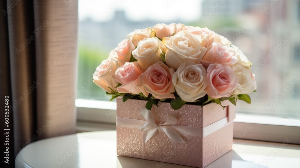 bouquet of roses in a gift box bouquet of roses in a gift box