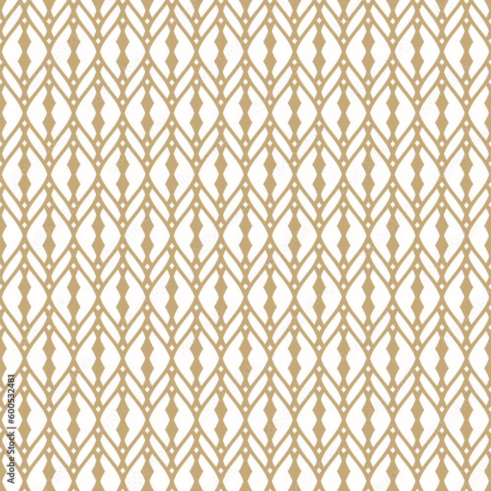 Fototapeta premium Vector seamless pattern in Arabian style. Luxury golden abstract graphic background with thin mesh, lattice, grid, tissue, lace. Gold and white texture. Elegant oriental ornament. Decorative design