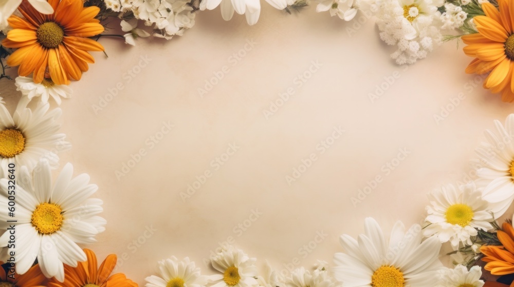 banner background with daisy and decor on the edges banner background with daisy and decor on the edges