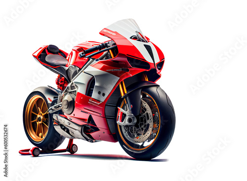 Red racing motorcycle on a transparent background. AI generator