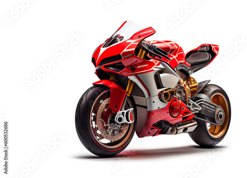 Red racing motorcycle on a transparent background. AI generator