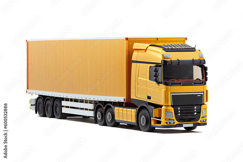 truck with container on a transparent background. AI generator