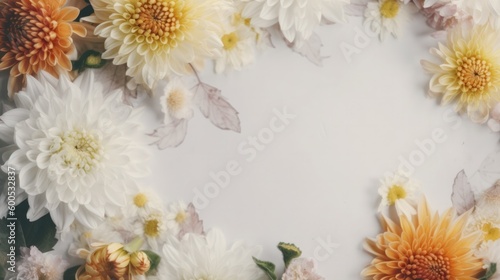 Chrysanthemum banner background with orchid and decor  © bazusa