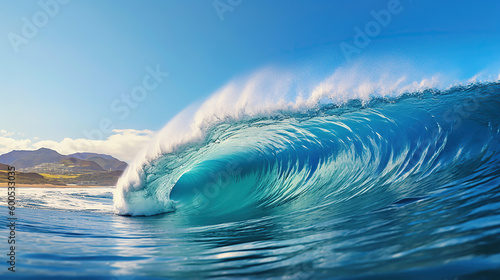 Beautiful Blue Ocean Wave. Generative Ai photo