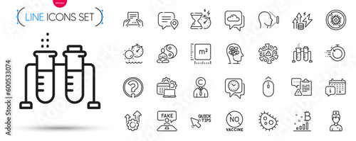 Pack of Chemistry beaker, Software and Energy inflation line icons. Include Stop coronavirus, Square meter, Clipboard pictogram icons. Face id, Chat bubble, Question mark signs. Seo gear. Vector
