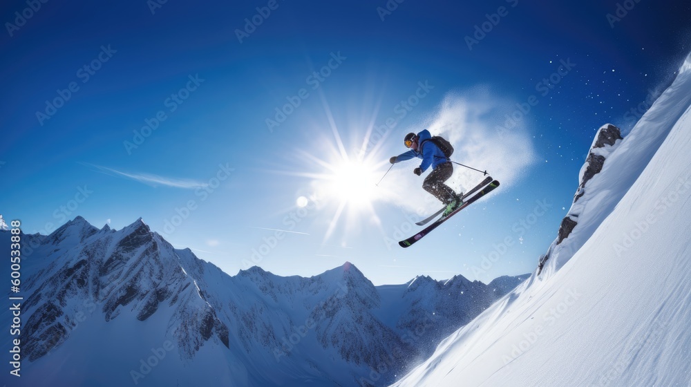 skier on the top of mountain skier on the top of mountain