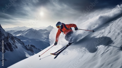 skier on the top of mountain