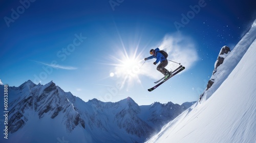 skier on the top of mountain © Omkar