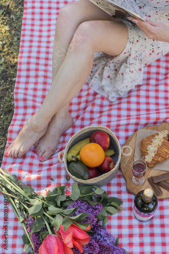 Picnic with fruit and bakery