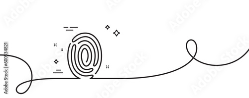 Fingerprint line icon. Continuous one line with curl. Digital finger print sign. Biometric scan symbol. Fingerprint single outline ribbon. Loop curve pattern. Vector