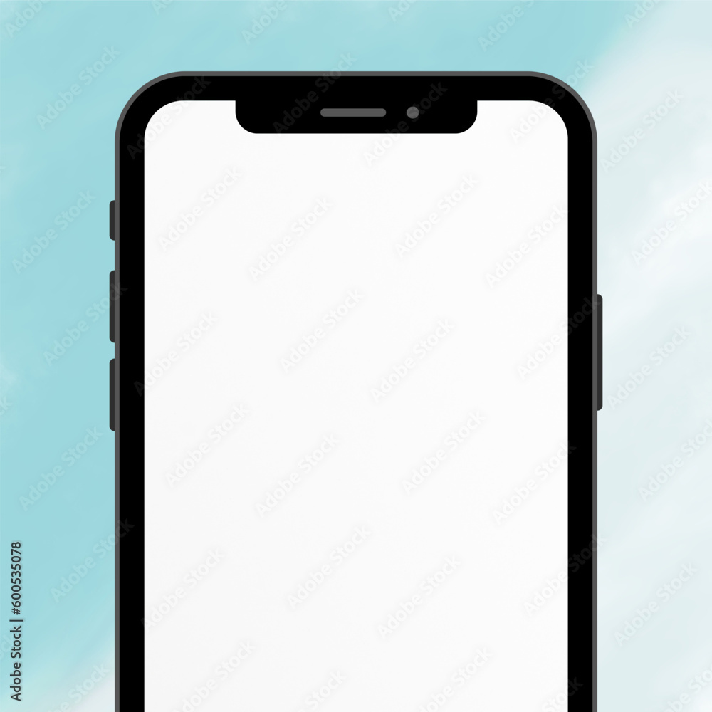 Empty cell phone to complete information on sky background Empty cell phone to complete information on sky background