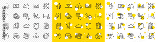Outline Bureaucracy, Fingerprint and Cloudy weather line icons pack for web with Event click, New message, Attached info line icon. Website education, Puzzle, Waterproof pictogram icon. Vector