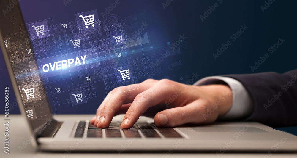 Businessman working on laptop concept Businessman working on laptop concept