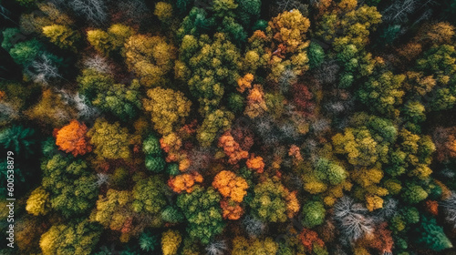 Autumn forest, forest texture background, generative AI.