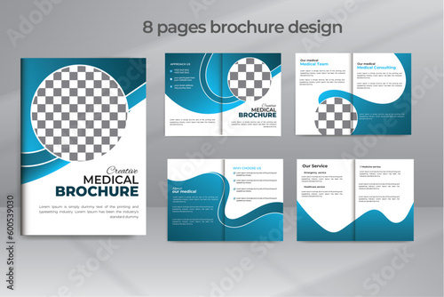 Medical Tests 8 Pages Brochure Template Design  Booklet Mockup Set