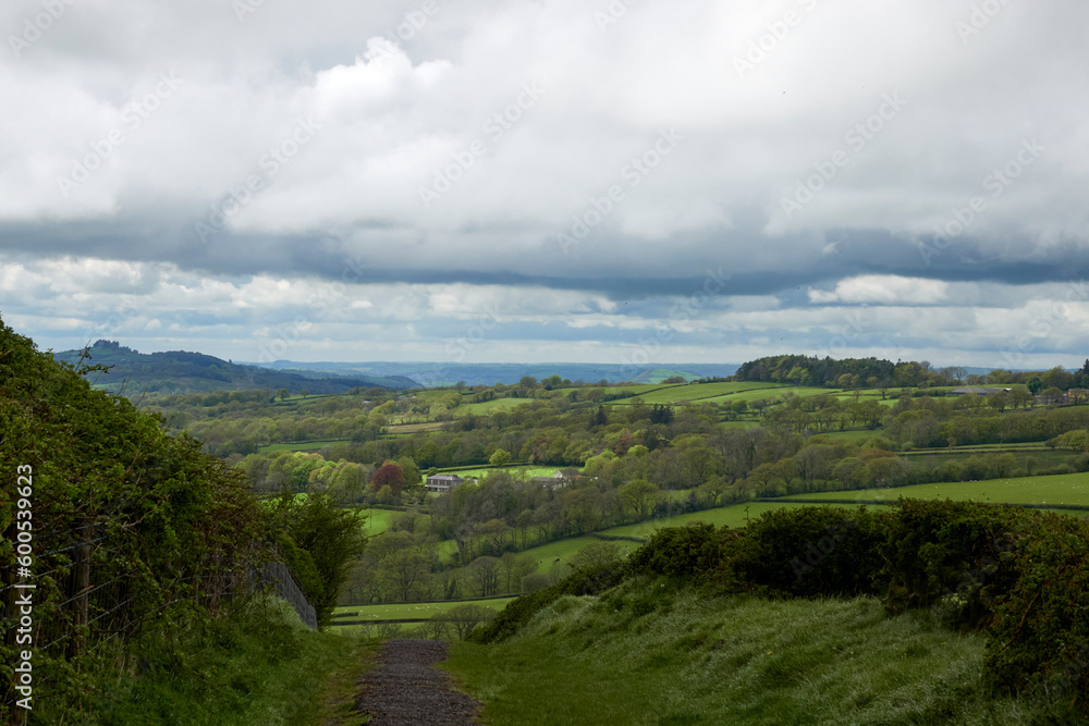 Carreg Cennen castle and nearby valleys (Wales in May)