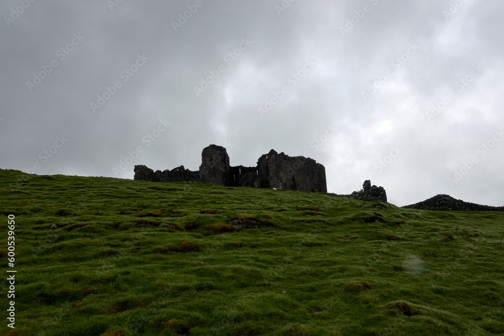 Carreg Cennen castle and nearby valleys (Wales in May)
