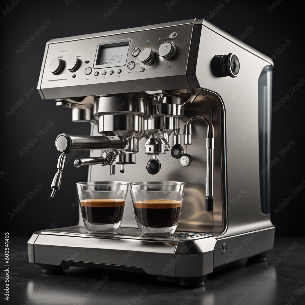 The Espresso coffee and machine. Generative AI The Espresso coffee and machine. Generative AI