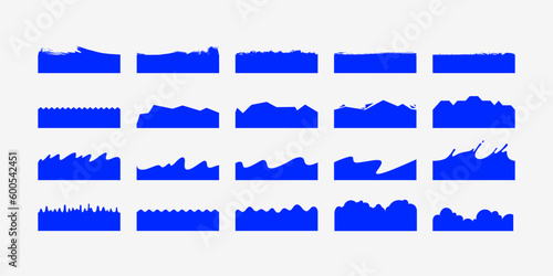 Vector Set of Template Dividers with Drops, Waves and Geometric Shapes. Abstract Design Elements for Bottom on Website, App, Banners or Posters. Isolated Illustration