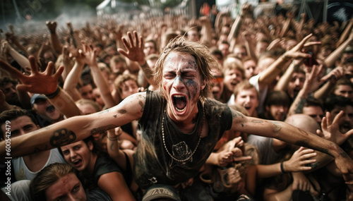 Vászonkép Crowd going crazy at a rock or heavy metal concert