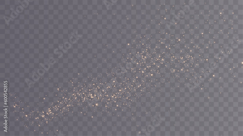 Christmas background. Powder dust light PNG. Magic shining gold dust. Fine, shiny dust bokeh particles fall off slightly. Fantastic shimmer effect. Vector illustrator.	
