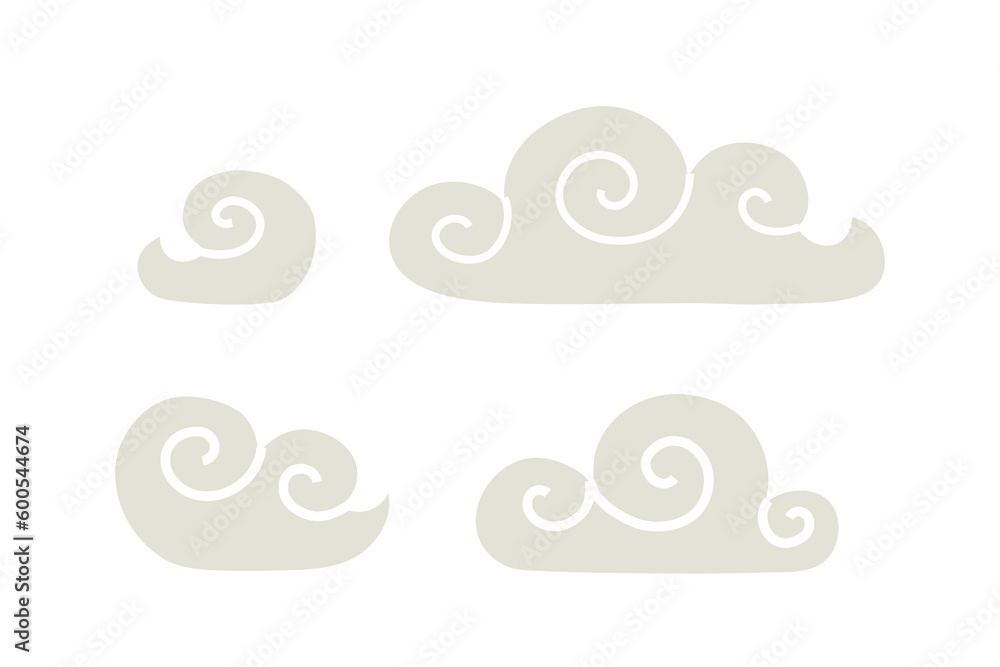 set clouds in flat trendy style. simple shapes, vector illustration. concept icons for weather conditions set clouds in flat trendy style. simple shapes, vector illustration. concept icons for weather conditions