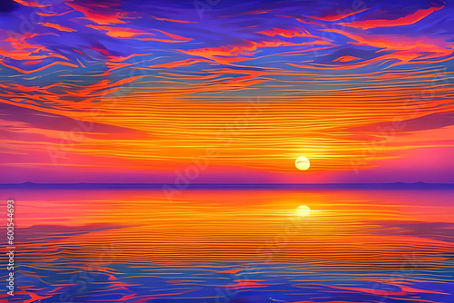 pattern with Sunset Sky, A background of a summer sunset with warm colors