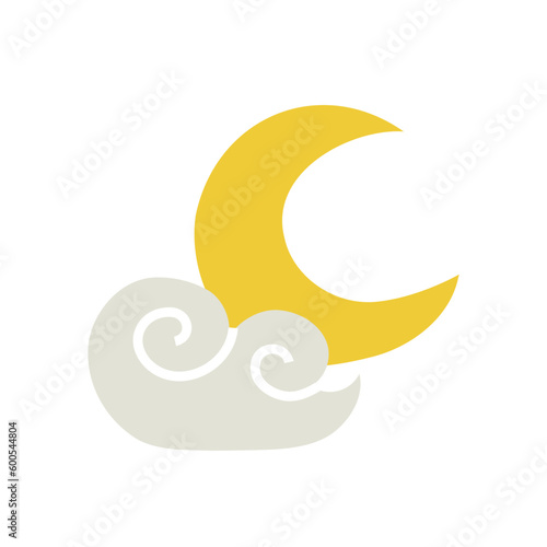 cloud and moon in flat trendy style. cloudy night, vector illustration. concept icons for weather conditions