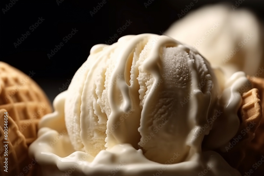 Creamy ice cream, close up view. Generative AI Creamy ice cream, close up view. Generative AI