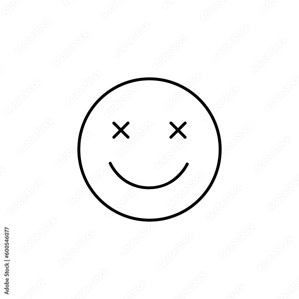 Smile face icon with crossed eyes isolated on white background. Vector hand-drawn illustration in doodle style. Smile face icon with crossed eyes isolated on white background. Vector hand-drawn illustration in doodle style.