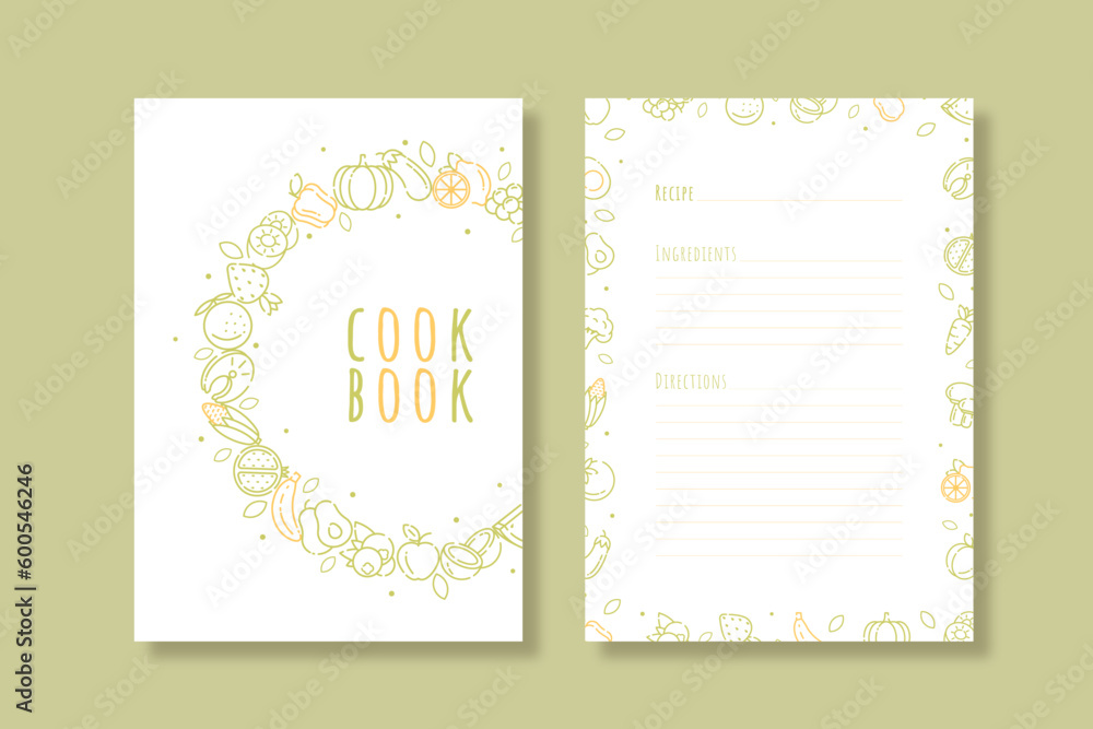 Recipe book and list template, vector illustrator