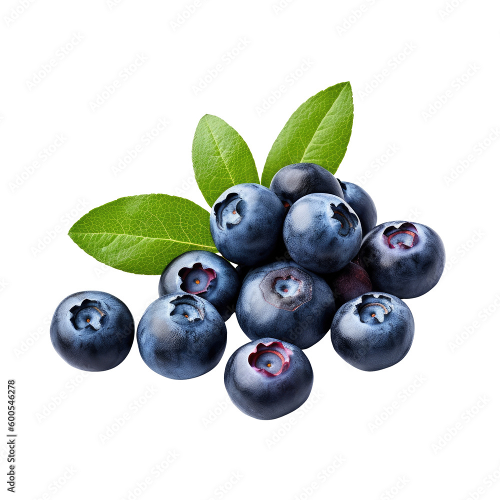 Fototapeta premium blueberries isolated on a transparent background, generative ai